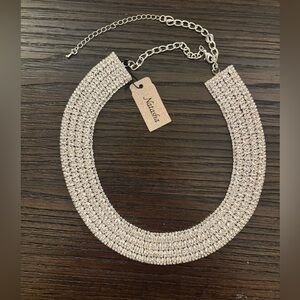 NEW Natasha Silver Rhinestone Necklace